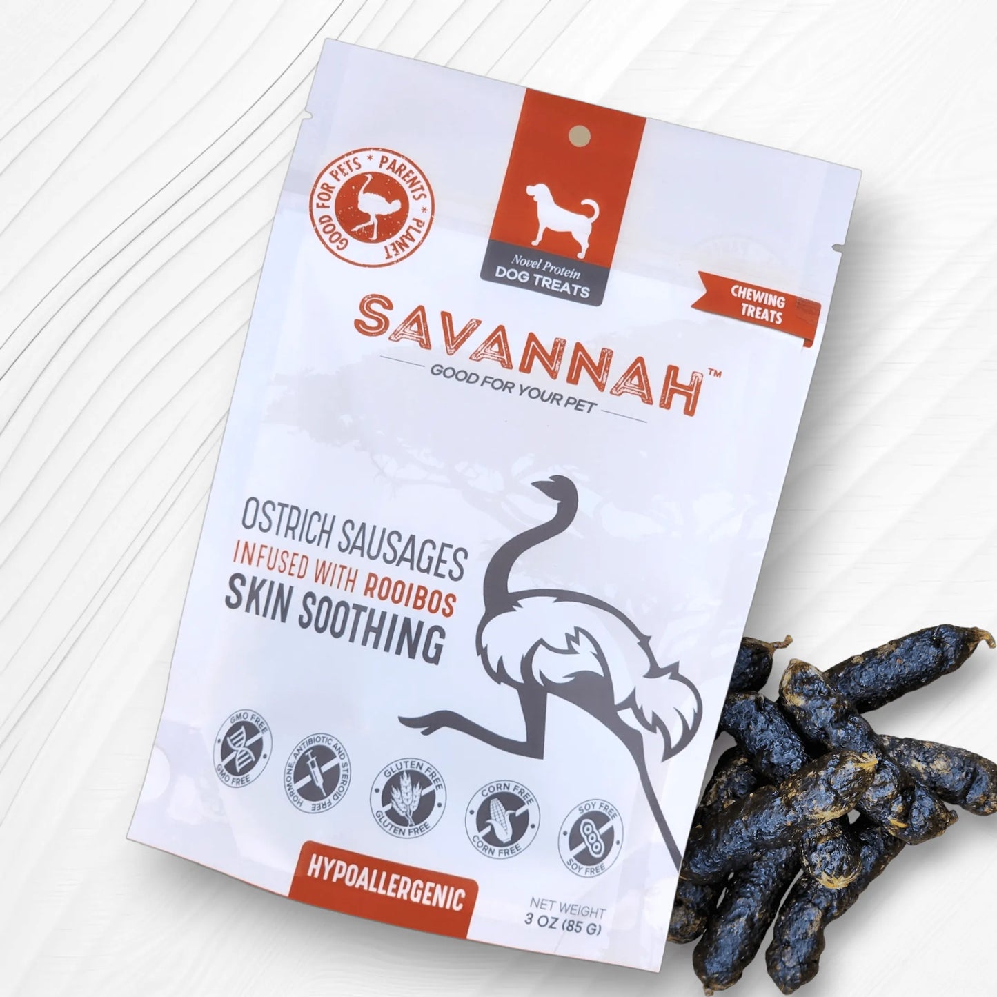 Ostrich Sausages with Rooibos : The Delicious, Skin-Soothing Treat for Dogs with Allergies