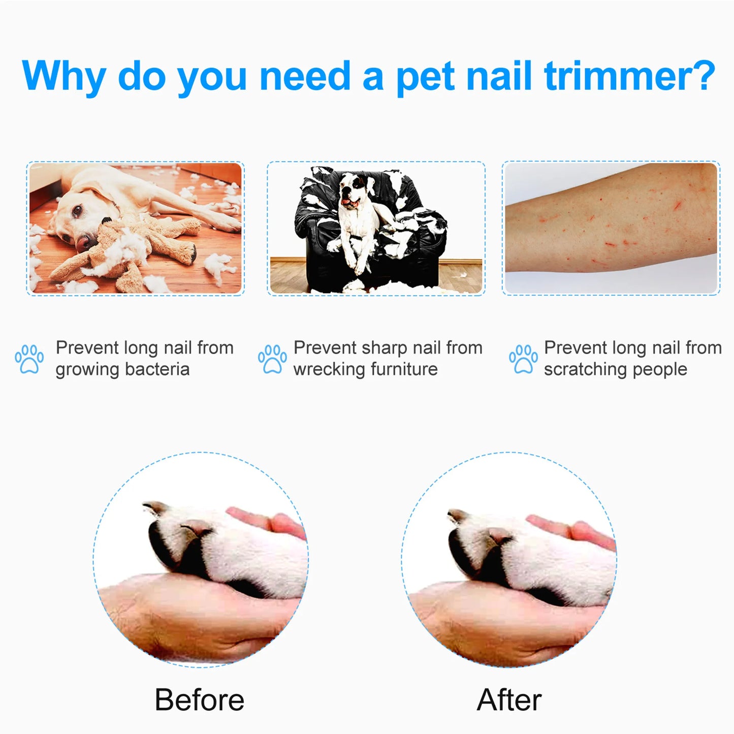 Dog Nail Clippers Pet Cat Nail Toe Trimmer